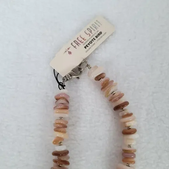 Peyote Bird Womens Necklace 9.5 Pink Opal Shell Silver Beads Art Hawaiian Love